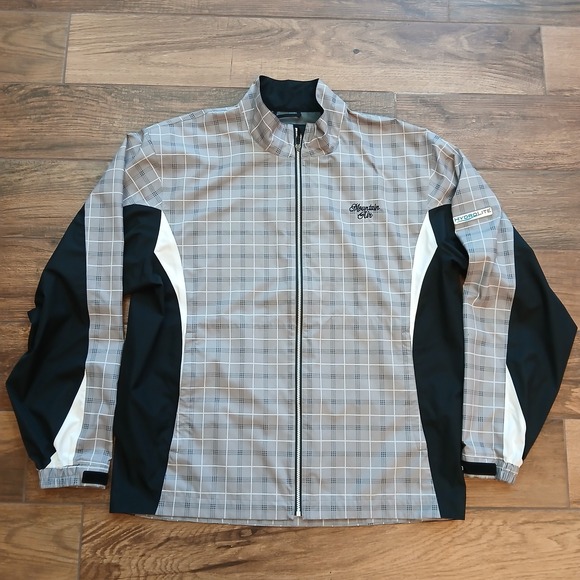 FootJoy Dryjoys Jacket Mens Large Grey Plaid Golf Hydrolite Zip Mountain Air - Picture 1 of 12